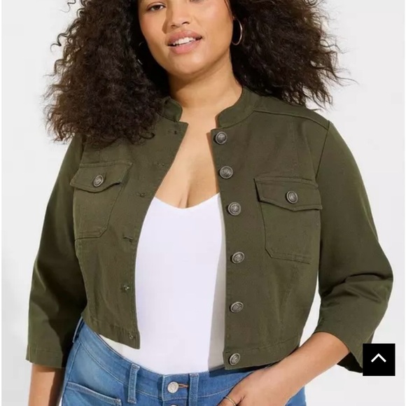 Torrid Lightweight Twill Cropped Military Jacket Plus Size 2 18/20 - Picture 1 of 2